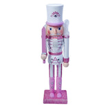 Maxbell Nutcrackers Figures Sparkle 30cm Wooden Unique for bedroom pink cane