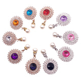Maxbell 10x Round Rhinestone Pendants Sewing Embellishments Brooch for DIY Bags
