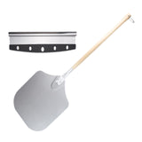 Maxbell Alloy Pizza Peel Long Wooden Handle Pizza Cake Lifter Transfer Paddle Shovel