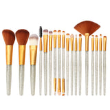 Maxbell 18 Pieces Cosmetic Brushes Set for Foundation Powder Concealer Silver-Golden