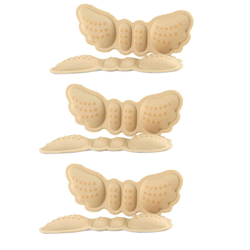 Maxbell 3 Pairs Anti-Slip Shoe Inserts Heel Grips Pad Insoles Liner Cushions Beige Thick