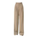 Maxbell Womens Wide Leg Pants Straight Leg High Waisted Office Loose Long Pants M Khaki
