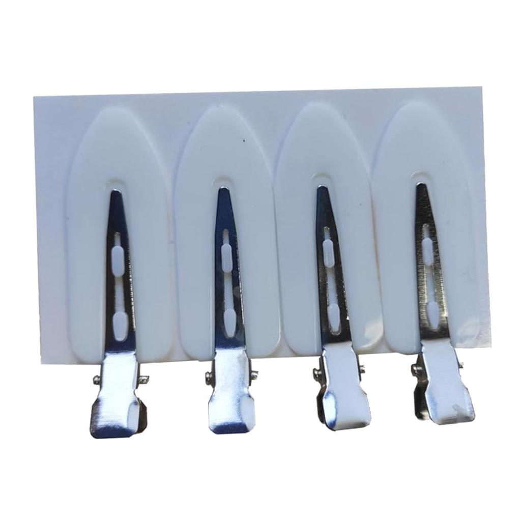Maxbell 4Pcs No Bend Seamless Curl Pin Hair Clips Clamps for Makeup Hairstyling White Leaf