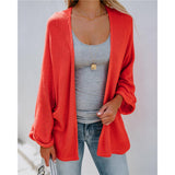 Maxbell Women's Cardigan Long Sleeve Knit Sweater Open Front Drape Coat L Orange