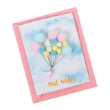 Max 1Pcs Creative Pompom Ball Balloon Paper Greeting Card for Wedding Birthday