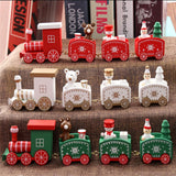 Maxbell Christmas Wooden Train Wood Ornament Xmas Toy Vehicles Decoration Gift White