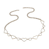 Maxbell Stylish Women Waist Chain Belt Rhinestone Party Heart Decorative Metal Chain Silver