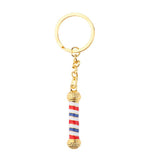 Maxbell Alloy Keychain Barbershop Pendant Necklace Barber Pole Chain for Men Golden