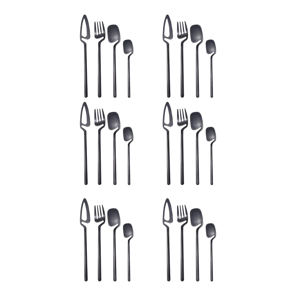 Maxbell 24x Stainless Steel Cutlery Set Kitchen Utensil Bar Tool for Black