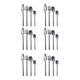 Maxbell 24x Stainless Steel Cutlery Set Kitchen Utensil Bar Tool for Black