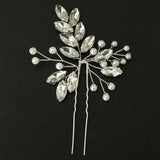 Maxbell Bridal Crystal Hair Pin Stick Bling Pearl Hairpin Handmade Jewelry Silver