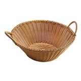 Maxbell Portable  Rattan Fruit Storage Basket Table Organizer  Brown