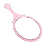 Maxbell Antique Handheld Mirror with Embossed Rose Design for Makeup Light Pink
