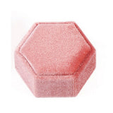 Maxbell Hexagonal Corduroy Ring Box Holder Case Display Velet Box for Proposal Girls Pink