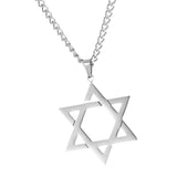Maxbell Maxbell Star of David Necklace Unisex Fashion 23inch Punk for Men Women Couples Argent