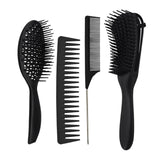 Maxbell 4x Salon Hair Styling Plastic Barbers Brush Combs Set for Long Hair Black