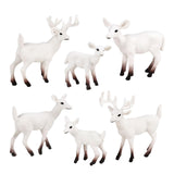 Maxbell 6Pcs Realistic Animal Deer Figures DIY Crafts for Desktop Home Supplies White