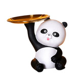 Maxbell Multipurpose Panda Sculpture Storage Tray Statue for Living Room Decor Black and White