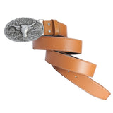 Maxbell Buckle Belts Mens Leather Belt Strap Western Belt for Father Birthday Gift Yellow