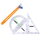 Maxbell Math Geometry Ruler Teaching Aids Schooling Tool for Home School Drawing 4pcs Ruler Compass