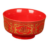 Maxbell Porcelain Tribute Bowl Buddha Supplies Family Temple Tabletop Handmade Red with Word