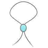 Maxbell Unique Stone Bolo Tie Necktie Oval Adjustable for Party Accessories Gifts Blue
