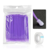 Maxbell 100Pcs Disposable Eyelash Extension Microbrush Swabs & Under Eye Pads Purple