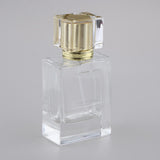 Max Maxb Square 50ml Empty Perfume Bottle Transparent Glass Golden Lid