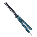 Maxbell Practice Butterfly Comb Trainer Foldable Stainless Steel Metal Practice Comb Blue