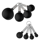 Maxbell 8-Piece Portable Measuring Spoons Cups Set PP Plastic for Bar Cafe Spices Black