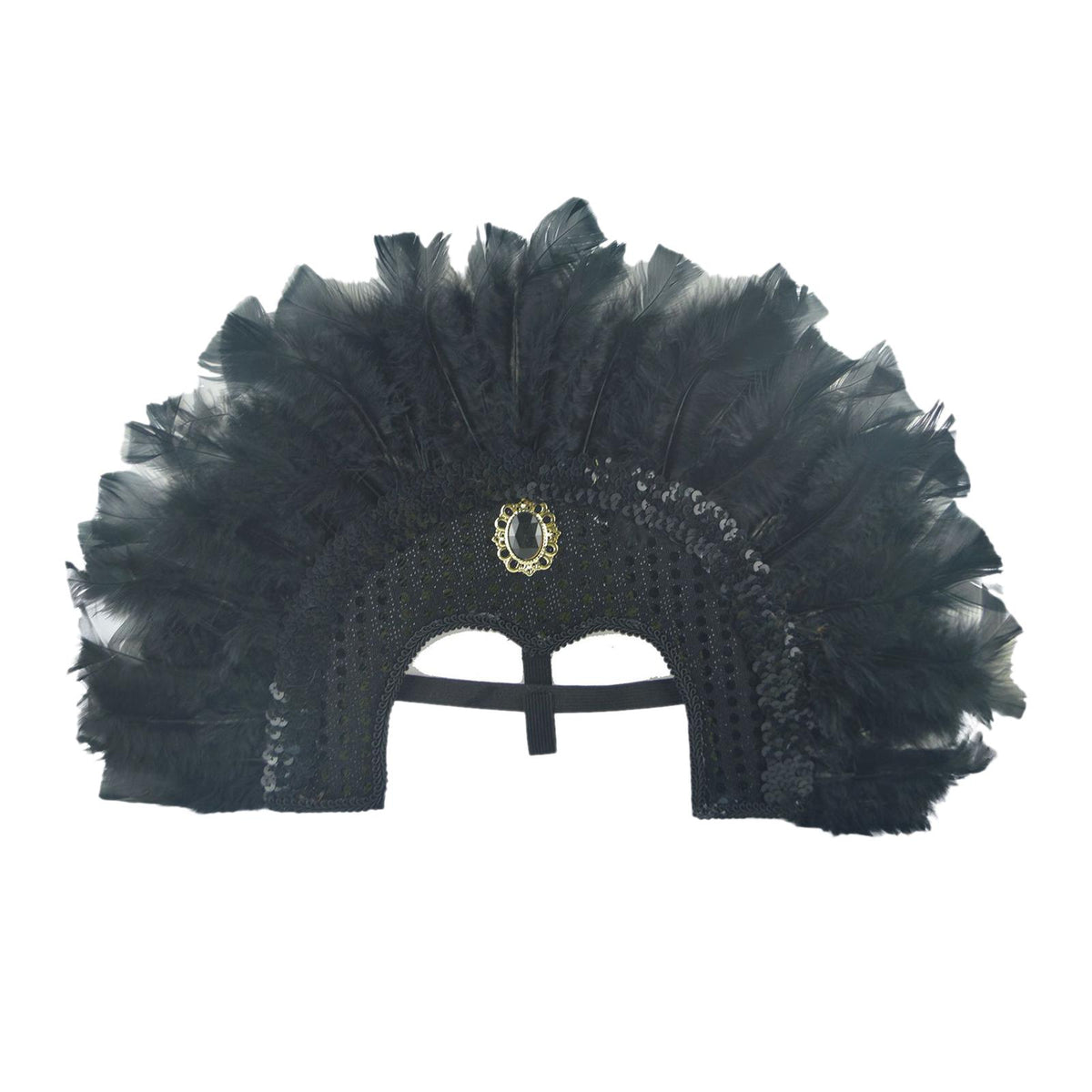 Maxbell Fashion Feather Headdress Art Headpiece for Stage Performance Photo Props Black
