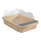 Maxbell Semi Closed Cat Litter Box Deep Toilet Kitty Litter Pan Litter Tray 43x28x18cm Khaki