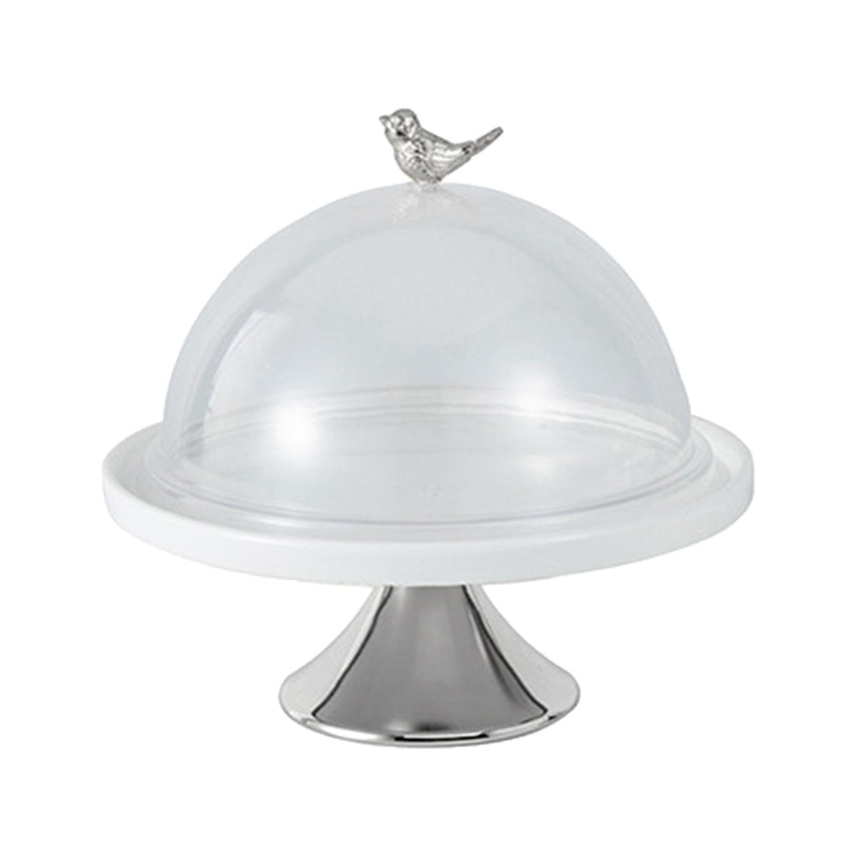 Maxbell Dessert Cupcake Display Tray with Dome Serving Platter for Events Birthday Argent L