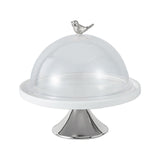 Maxbell Dessert Cupcake Display Tray with Dome Serving Platter for Events Birthday Argent L