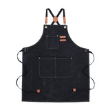 Maxbell Canvas Apron with Pockets Cross Back Bib Apron for Painting Work Shop Baking Black