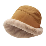 Maxbell Autumn Winter Bucket Hat Fisherman Cap Fashion Warm Comfortable Solid Color Caramel