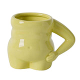 Maxbell Morning Cup belly Creative Ceramic Novelty Cup for Milk breakfast Green