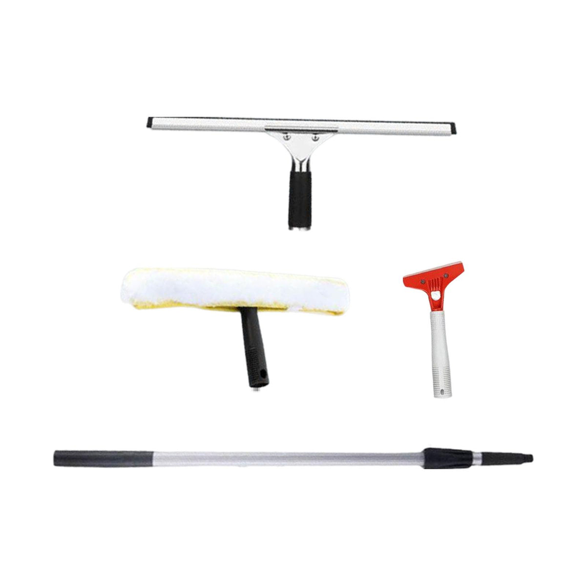 Maxbell Telescopic Rod Window Squeegee Long Handle Scrubber for Shower Door Wall Home With Accs 2.4m