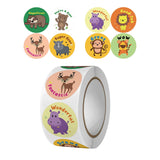 Maxbell 500 Pieces Round Animal Stickers Motivational Stickers 1" for Classroom Style A