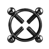 Maxbell Stainless Steel Screw Adjustable Nipple Shield Ring Clamp Jewelry Black