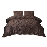 Max Maxb Decorative Pinch Pleat Velvet Duvet Cover Bedding Cover Set (3Pcs) Brown