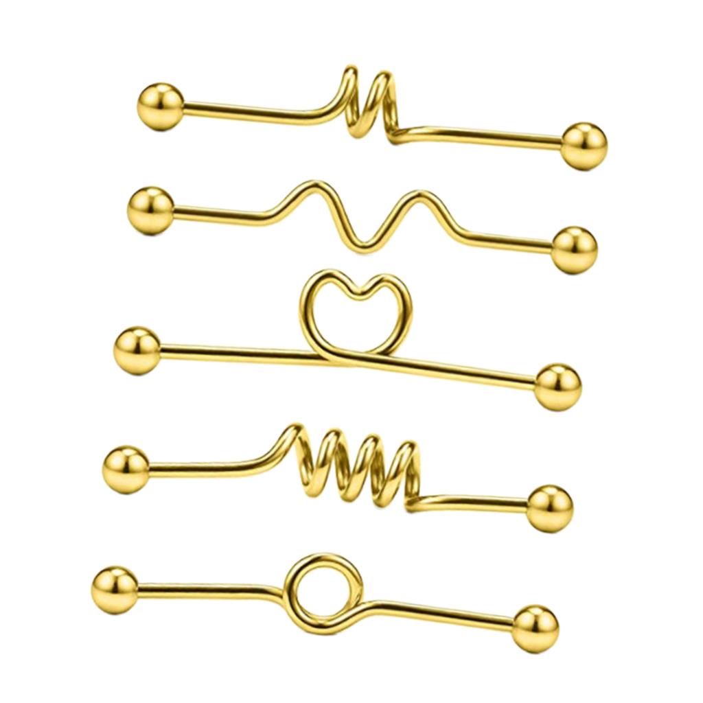 Max Maxb 5PCS Body Piercing Ring Labret Tongue Eyebrow Barbells Nose Studs Jewelry 2