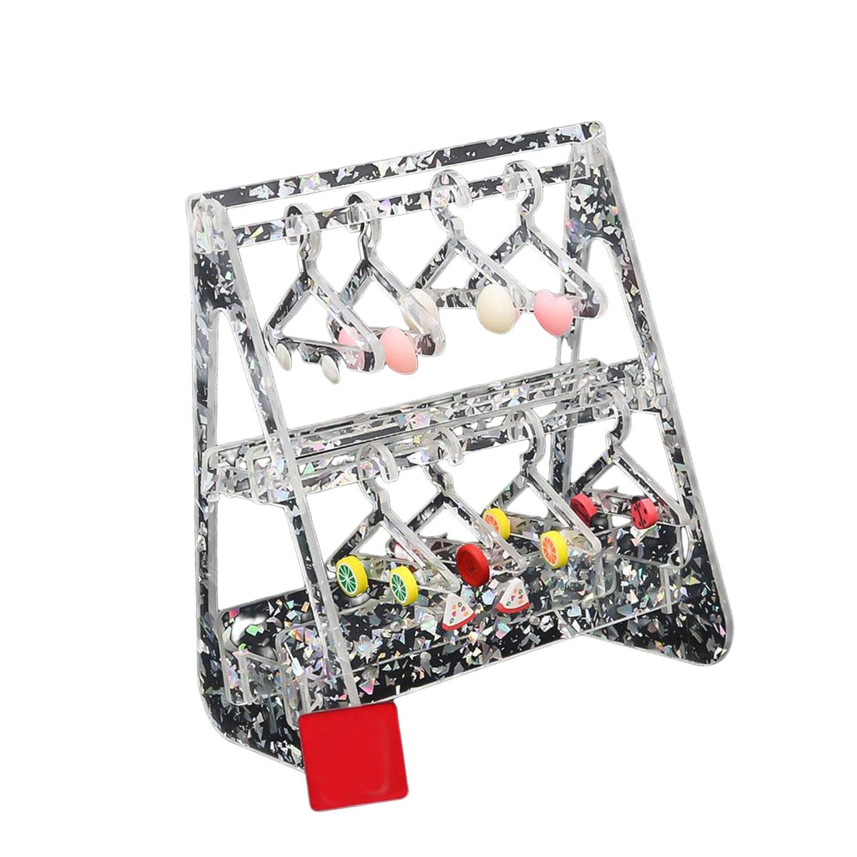 Maxbell Cute Earring Display Stand Jewelry Coat Hanger Rack for Closet Dresser Gray