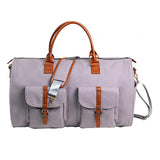 Maxbell Travel Duffle Bag Handbag PU Leather Portable Adjustable Strap Weekender Bag Gray