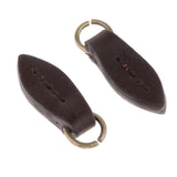 Max Vintage PU Leather Zipper Pull Zipp Puller Leaf Shape Sewing Fastener Coffee
