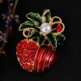 Maxbell Enamel Crystal Christmas Brooch Pin for Xmas Party Ornaments Gift Xmas Fruit