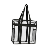 Maxbell Clear Tote Bag Large Capacity with Mesh Pockets for Concerts Gym Travel Black