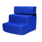 Maxbell Pet Dog Stairs Ladder Ramp Puppy Washable Removable 3 Steps for Sofa Indoor Dark Blue