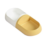 Maxbell Cat Double Bowl Cat Food Bowl Reusable Capsule Shaped for Accessories white and yellow