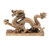 Max Chinese Dragon Figurine Statue Home Decoration Bronze Color 15 x 3.5 x 9 cm